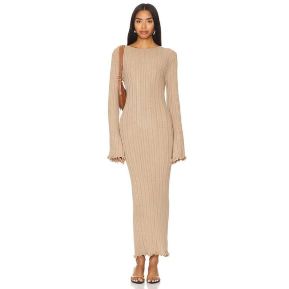 SNDYS Baha Long Sleeve Maxi Dress in Tan - Picture 2 of 8